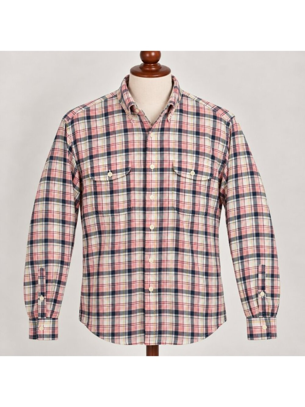 Vintage J.Crew Indian Madras Plaid Shirt Mens L Multicolor Long Sleeve